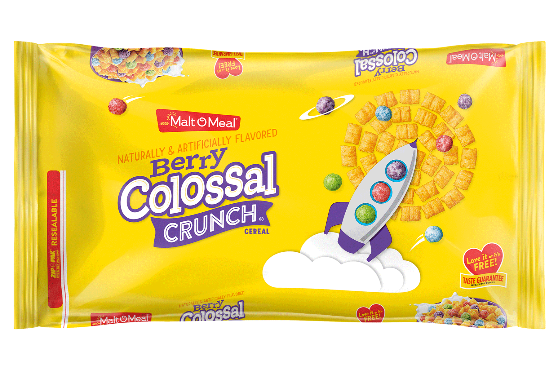 New Malt-O-Meal Berry Colossal Crunch Cereal Bag