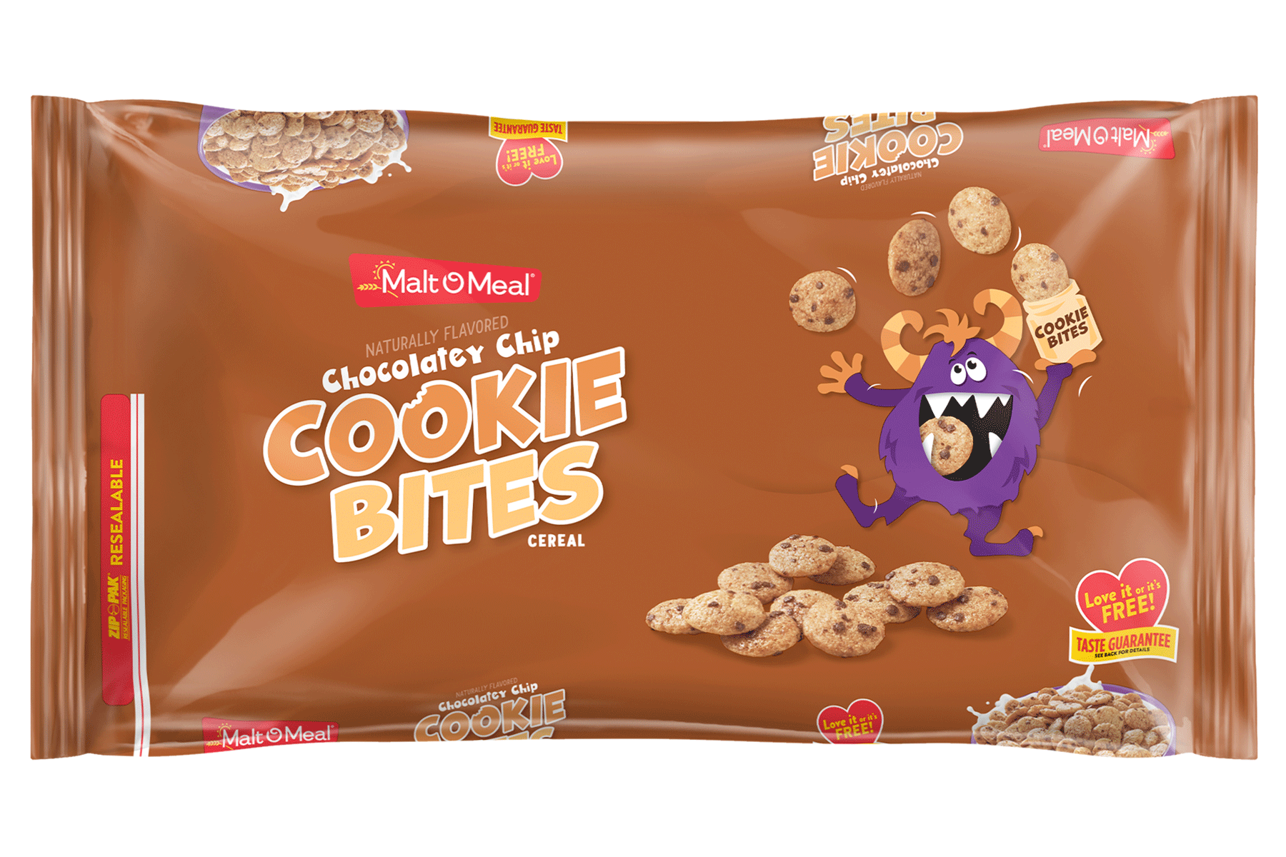 New Malt-O-Meal Chocolatey Chip Cookie Bites Cereal Bag