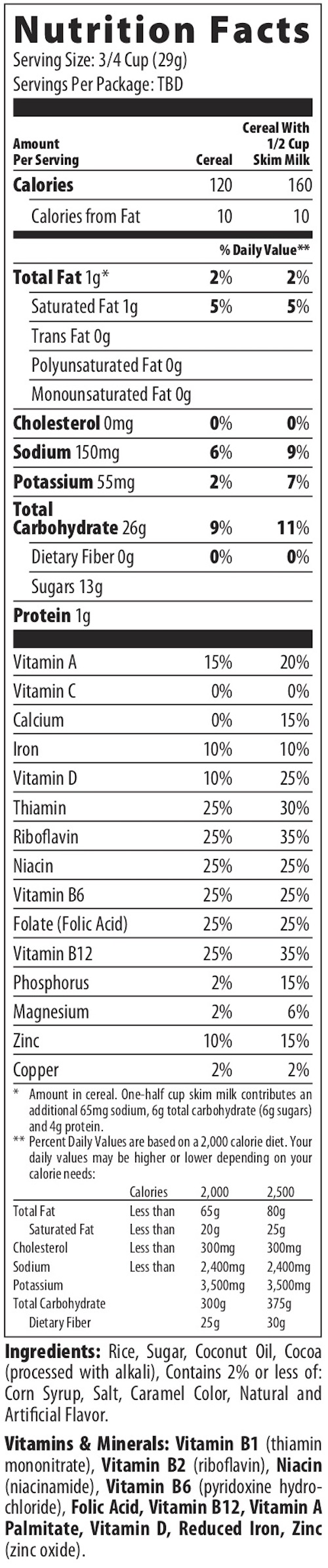 Cocoa Dyno Bites Nutritional Information