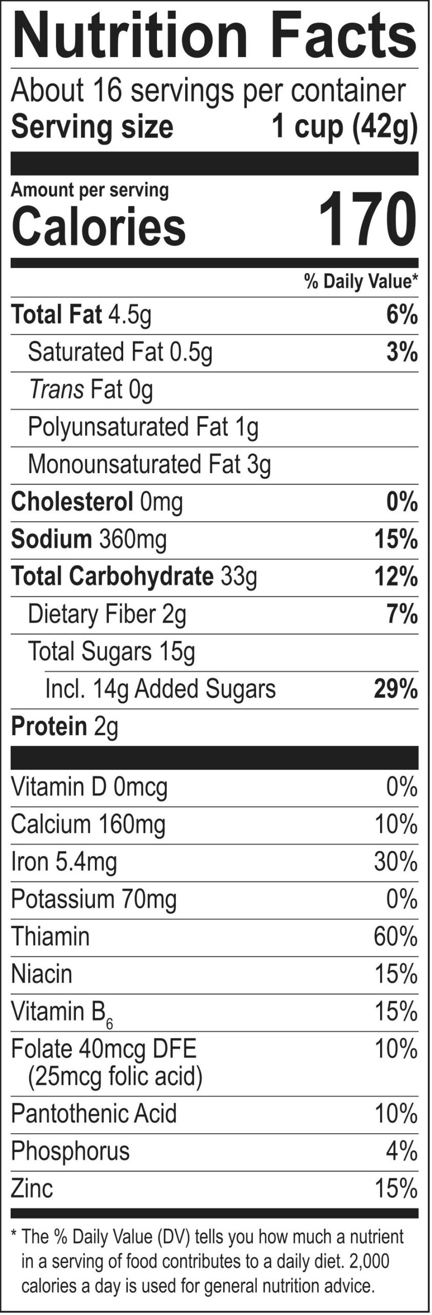 Honey Graham Toasters cereal nutrition facts panel