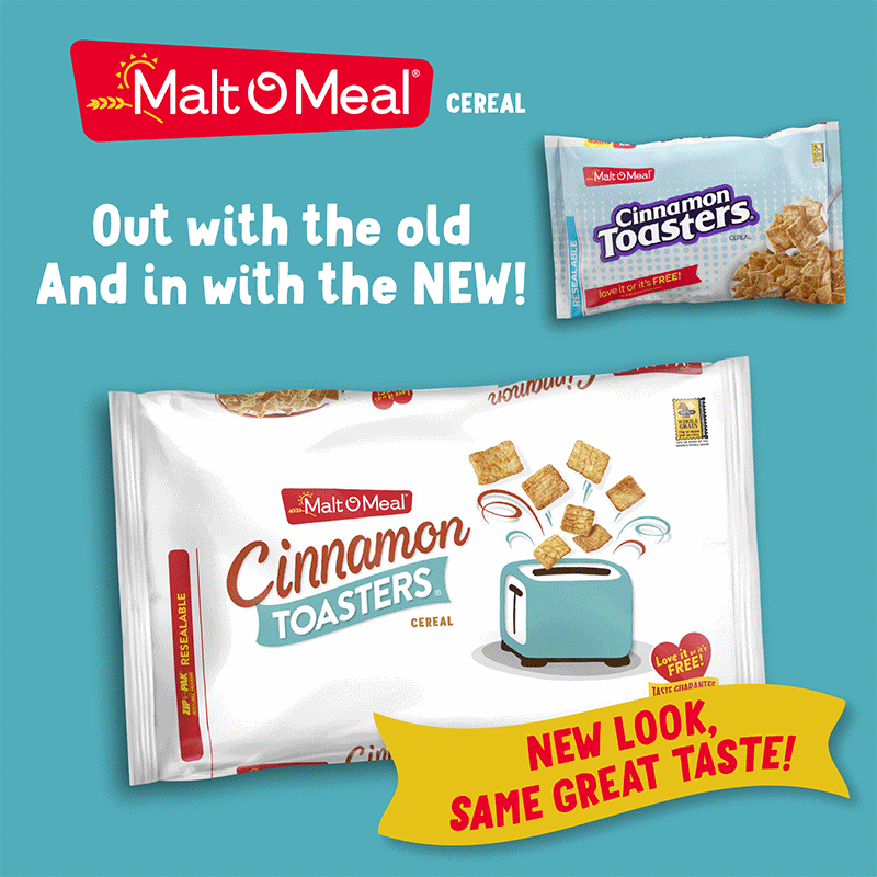 Old and New Malt-O-Meal Cinnamon Toasters Cereal Bags