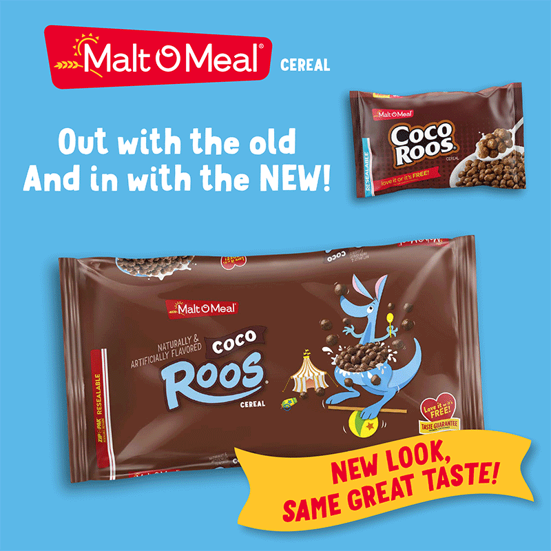 Old and New Malt-O-Meal Coco Roos Cereal Bags