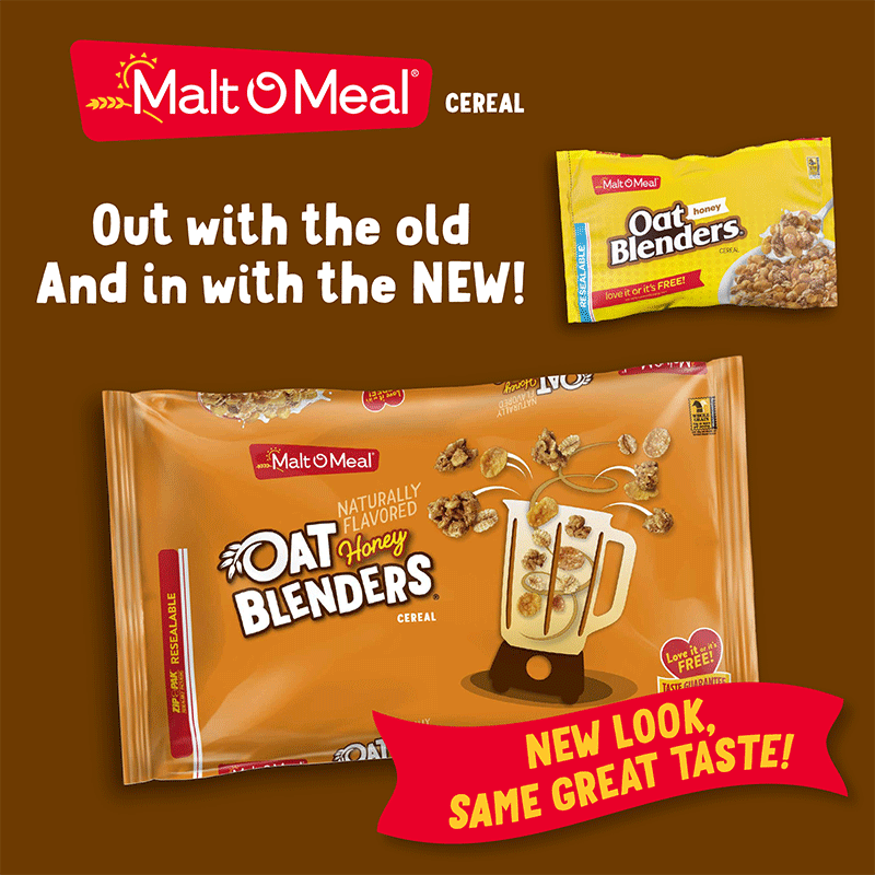 Old and New Malt-O-Meal Oat Honey Blenders Cereal Bags