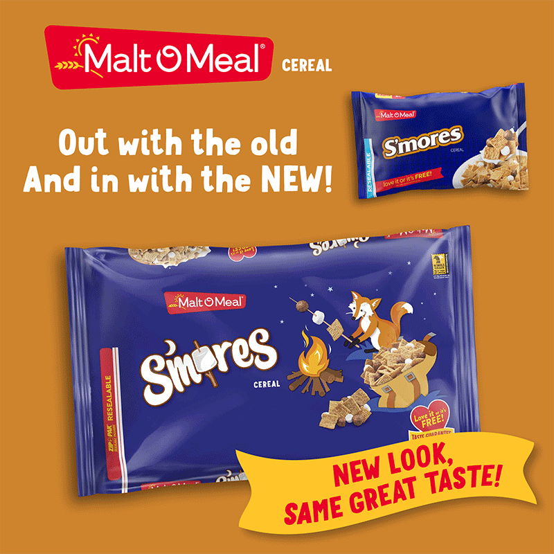 Old and New Malt-O-Meal S'mores Cereal Bags