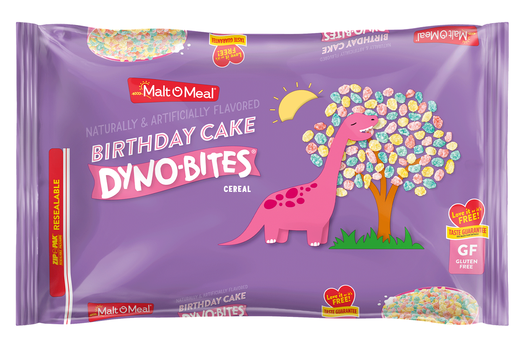 Birthday Cake Dyno-Bites cereal packaging