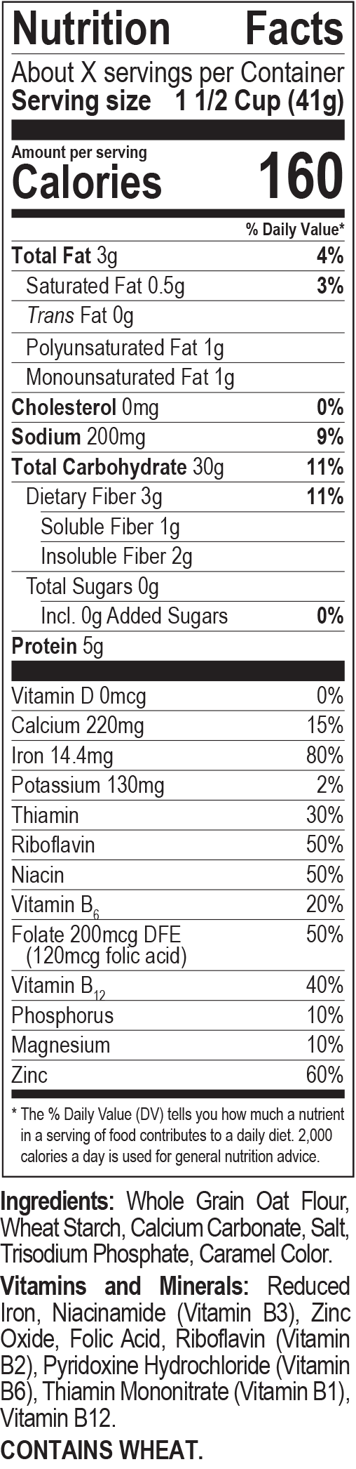Scooters nutrition facts panel