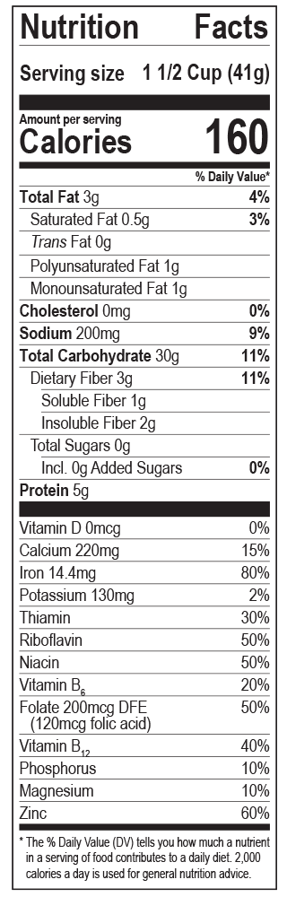 Malt-O-Meal Scooters cereal nutrition facts panel