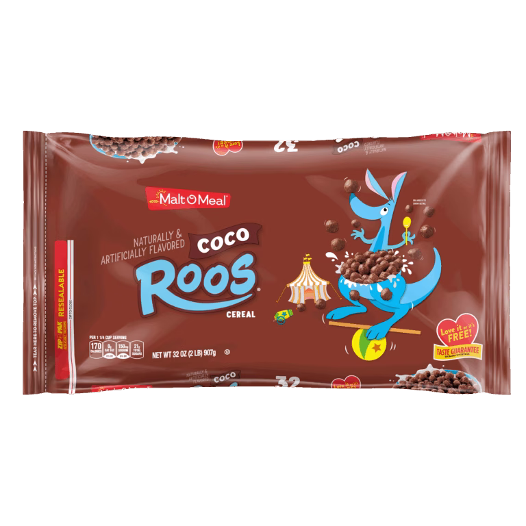Coco Roos cereal packaging