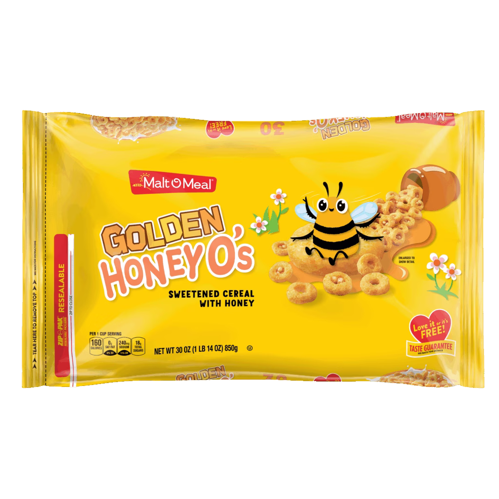 Golden Honey O's cereal packaging