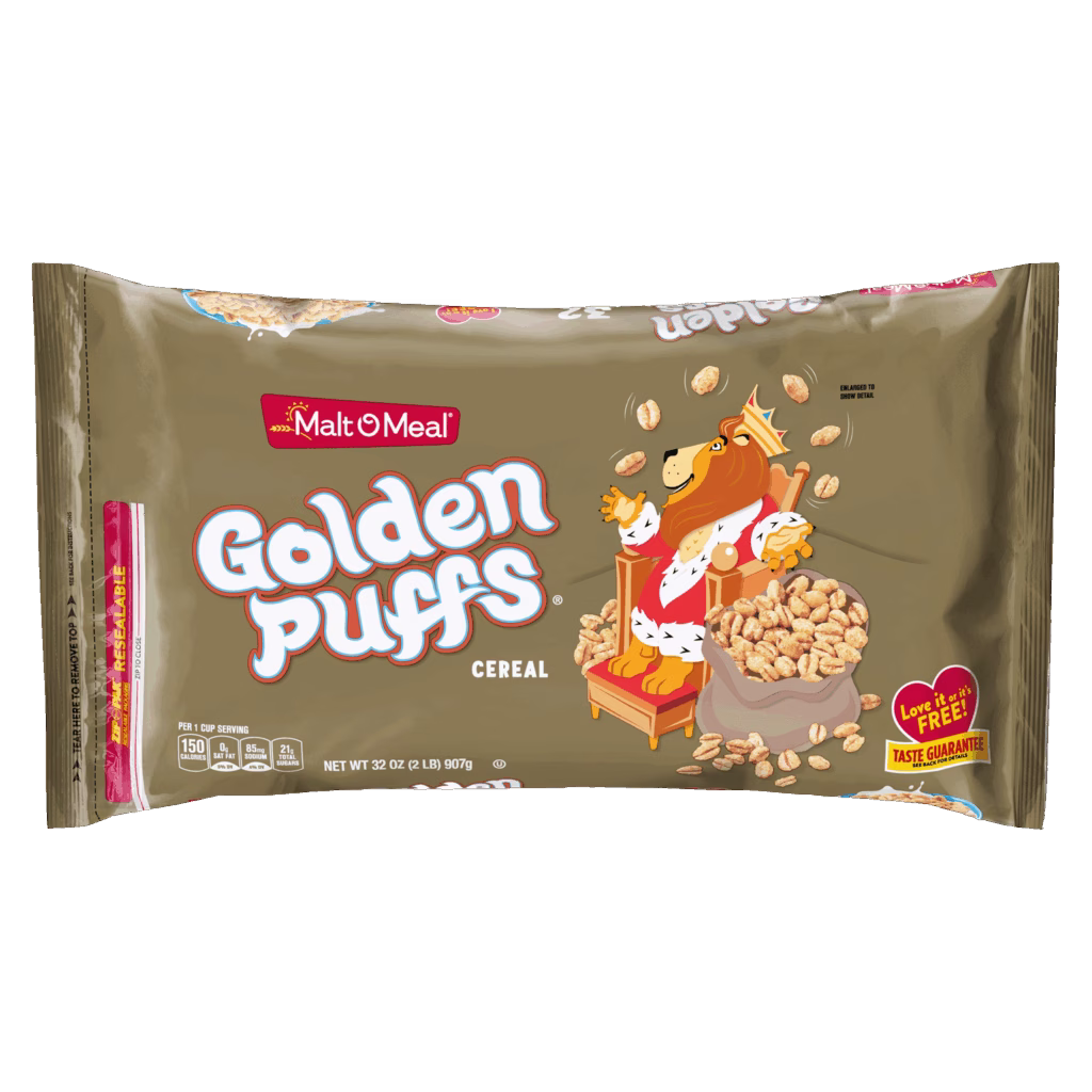 Malt-O-Meal™ Golden Puffs™ cereal packaging