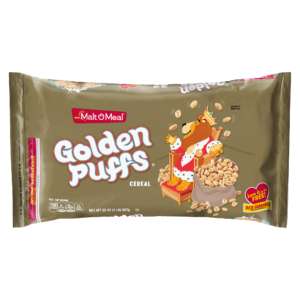 Malt-O-Meal® Golden Puffs® cereal packaging
