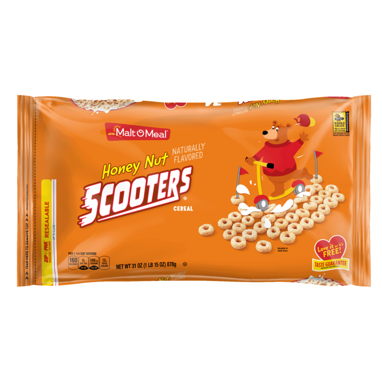 Malt-O-Meal™ Honey Nut Scooters™ cereal packaging