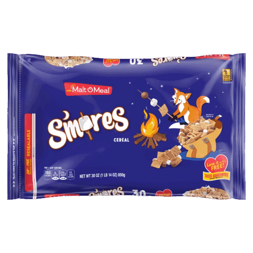 Malt-O-Meal™ S'mores cereal packaging