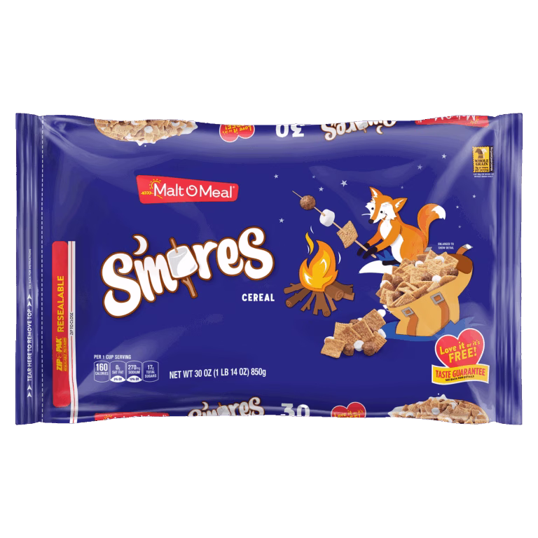 Malt-O-Meal™ S'mores cereal packaging