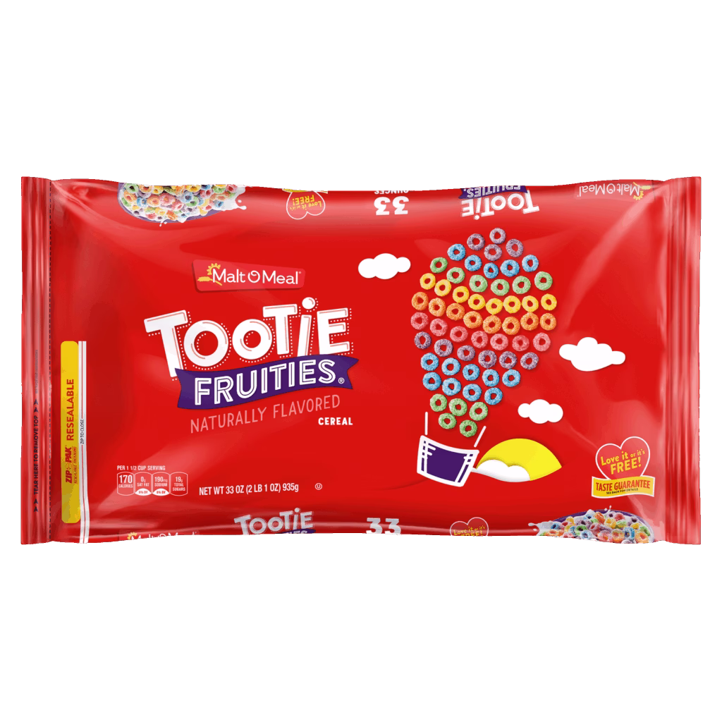 Tootie Fruities cereal packaging