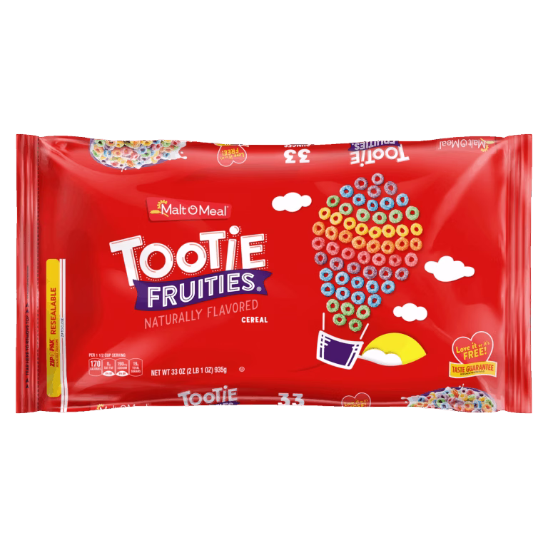 Tootie Fruities cereal packaging