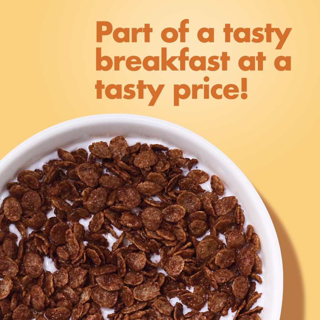 Cocoa Dyno-Bites Cereal part of a tasty breakfast at a tasty price