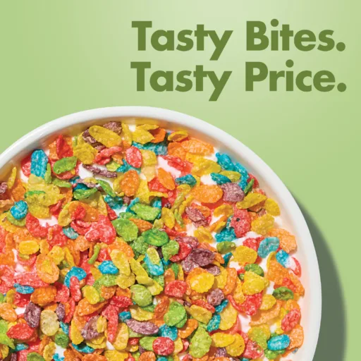 Fruity Dyno-Bites cereal in bowl