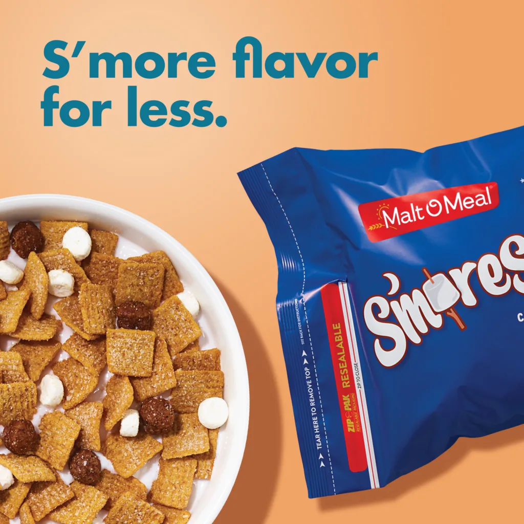 S'mores cereal in bag and bowl